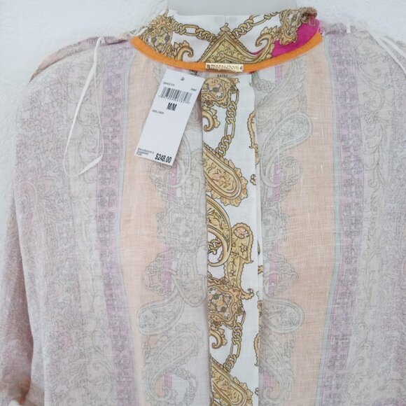 Magaschoni | Kimono Paisley Scarf Print 100% Linen NWT Size Medium - Picture 10 of 11